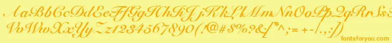 R791ScriptBold Font – Orange Fonts on Yellow Background