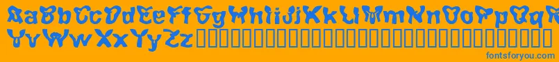 Achten-Schriftart – Blaue Schriften auf orangefarbenem Hintergrund