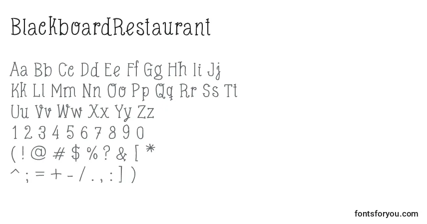 Schriftart BlackboardRestaurant – Alphabet, Zahlen, spezielle Symbole