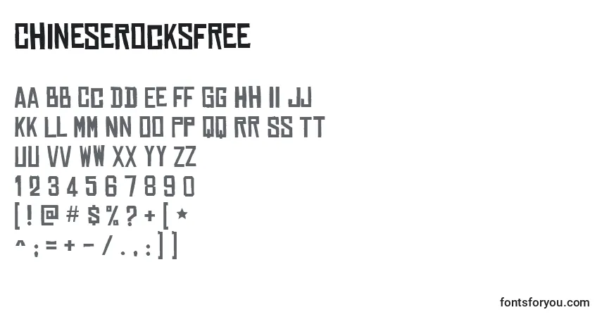 Czcionka ChineseRocksFree – alfabet, cyfry, specjalne znaki
