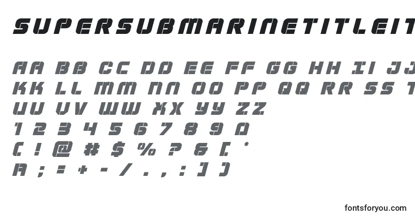 Schriftart Supersubmarinetitleital – Alphabet, Zahlen, spezielle Symbole