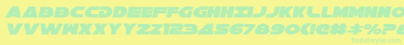 Fonte Galaxy1Italic – fontes verdes em um fundo amarelo
