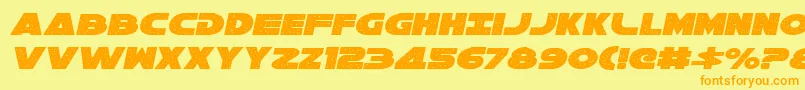 フォントGalaxy1Italic – オレンジの文字が黄色の背景にあります。