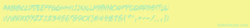 DeathrattlebbReg Font – Green Fonts on Yellow Background