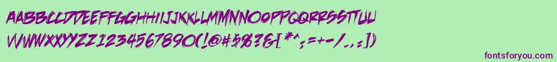 DeathrattlebbReg-fontti – violetit fontit vihreällä taustalla