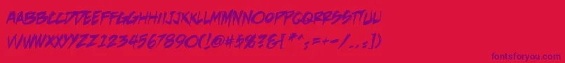 DeathrattlebbReg-Schriftart – Violette Schriften auf rotem Hintergrund