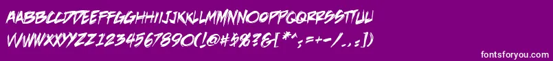 DeathrattlebbReg-fontti – valkoiset fontit violetilla taustalla