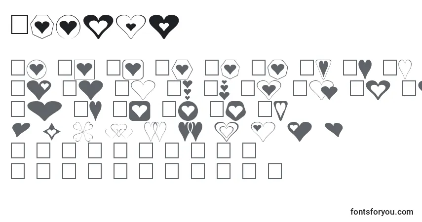 Schriftart Hearts – Alphabet, Zahlen, spezielle Symbole