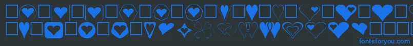 Hearts-Schriftart – Blaue Schriften auf schwarzem Hintergrund