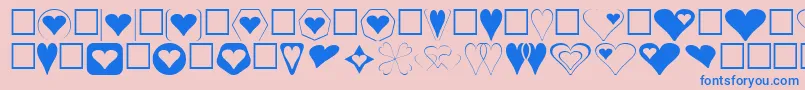 Hearts-Schriftart – Blaue Schriften auf rosa Hintergrund