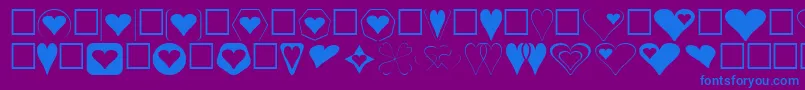 Hearts Font – Blue Fonts on Purple Background