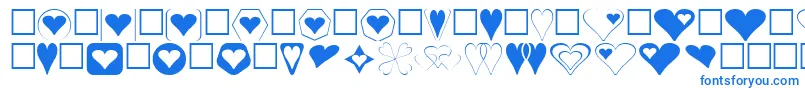 Hearts-Schriftart – Blaue Schriften auf weißem Hintergrund