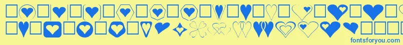 Hearts Font – Blue Fonts on Yellow Background
