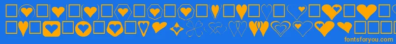 Hearts Font – Orange Fonts on Blue Background