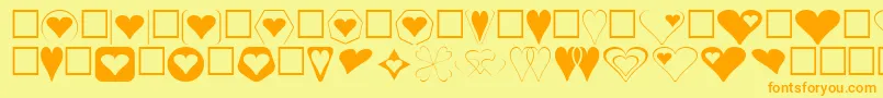 Hearts Font – Orange Fonts on Yellow Background