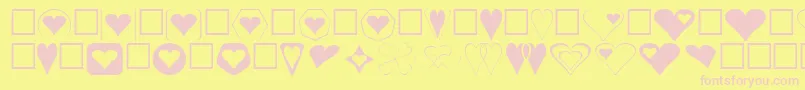 Hearts Font – Pink Fonts on Yellow Background