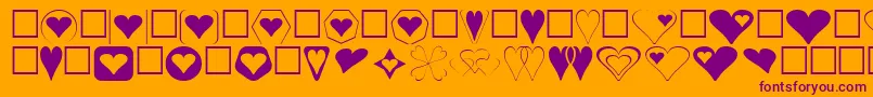 Hearts Font – Purple Fonts on Orange Background