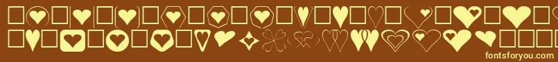 Hearts Font – Yellow Fonts on Brown Background