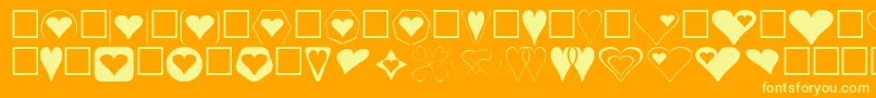 Hearts Font – Yellow Fonts on Orange Background