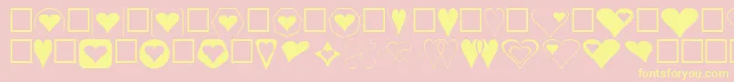 Hearts Font – Yellow Fonts on Pink Background