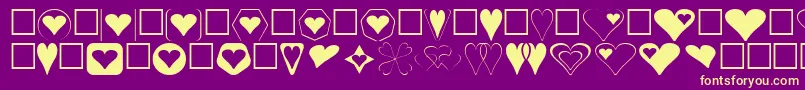 Hearts Font – Yellow Fonts on Purple Background