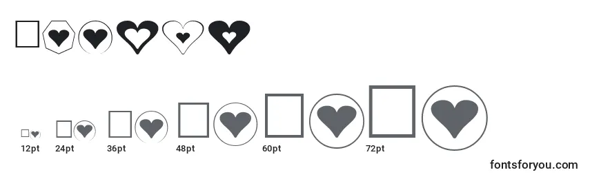 Hearts Font Sizes