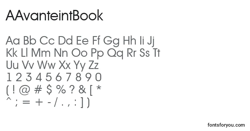 A fonte AAvanteintBook – alfabeto, números, caracteres especiais