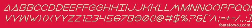 フォントEarthorbitersuperital – 赤い背景に緑の文字