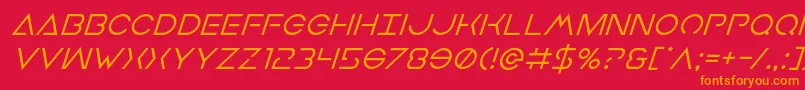 フォントEarthorbitersuperital – 赤い背景にオレンジの文字