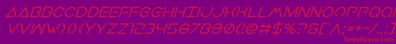 Earthorbitersuperital-Schriftart – Rote Schriften auf violettem Hintergrund