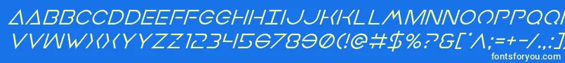 フォントEarthorbitersuperital – 黄色の文字、青い背景