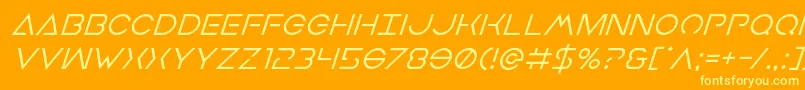 フォントEarthorbitersuperital – オレンジの背景に黄色の文字