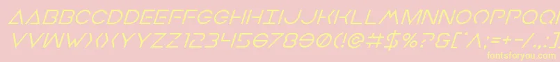 Earthorbitersuperital-Schriftart – Gelbe Schriften auf rosa Hintergrund