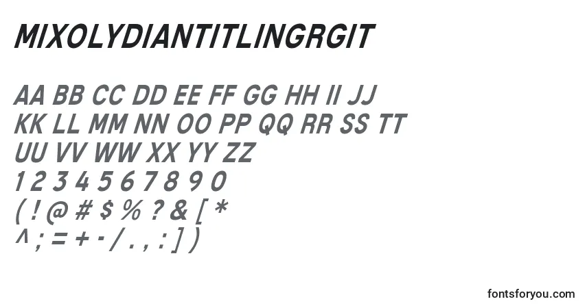 Шрифт MixolydianTitlingRgIt – алфавит, цифры, специальные символы