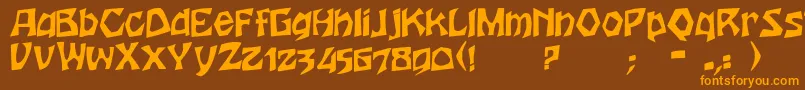 フォントHoutersNormal – オレンジ色の文字が茶色の背景にあります。