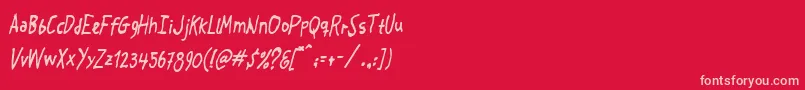 Crosspatchersdelight-Schriftart – Rosa Schriften auf rotem Hintergrund