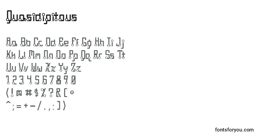 Schriftart Quasidipitous – Alphabet, Zahlen, spezielle Symbole