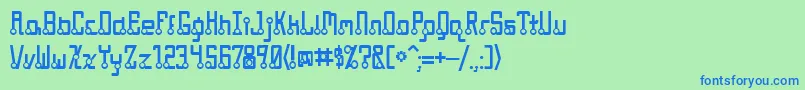 フォントQuasidipitous – 青い文字は緑の背景です。