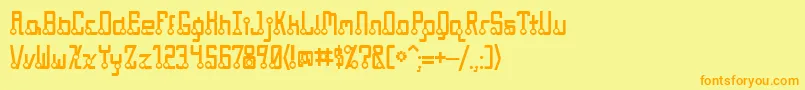 フォントQuasidipitous – オレンジの文字が黄色の背景にあります。