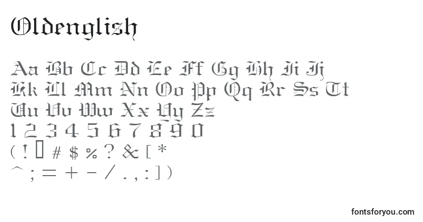 Schriftart Oldenglish – Alphabet, Zahlen, spezielle Symbole
