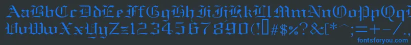 Oldenglish-Schriftart – Blaue Schriften auf schwarzem Hintergrund