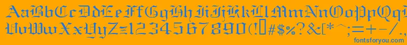 Oldenglish Font – Blue Fonts on Orange Background