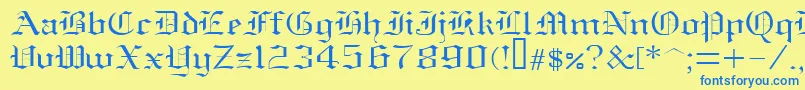 フォントOldenglish – 青い文字が黄色の背景にあります。