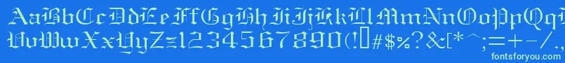 Czcionka Oldenglish – zielone czcionki na niebieskim tle