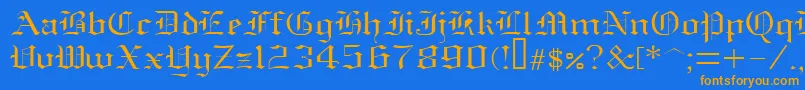 Czcionka Oldenglish – pomarańczowe czcionki na niebieskim tle