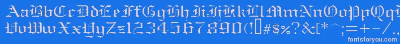 Oldenglish-fontti – vaaleanpunaiset fontit sinisellä taustalla