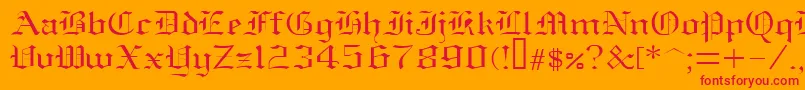 フォントOldenglish – オレンジの背景に赤い文字