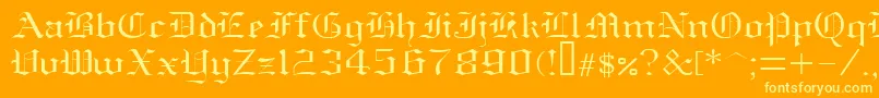 Oldenglish-Schriftart – Gelbe Schriften auf orangefarbenem Hintergrund