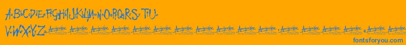 ApocalypseNow-Schriftart – Blaue Schriften auf orangefarbenem Hintergrund