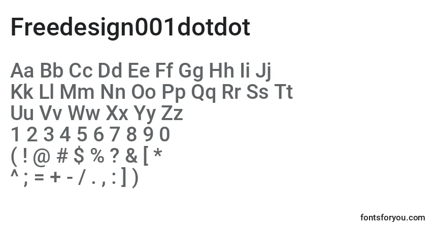 Czcionka Freedesign001dotdot – alfabet, cyfry, specjalne znaki